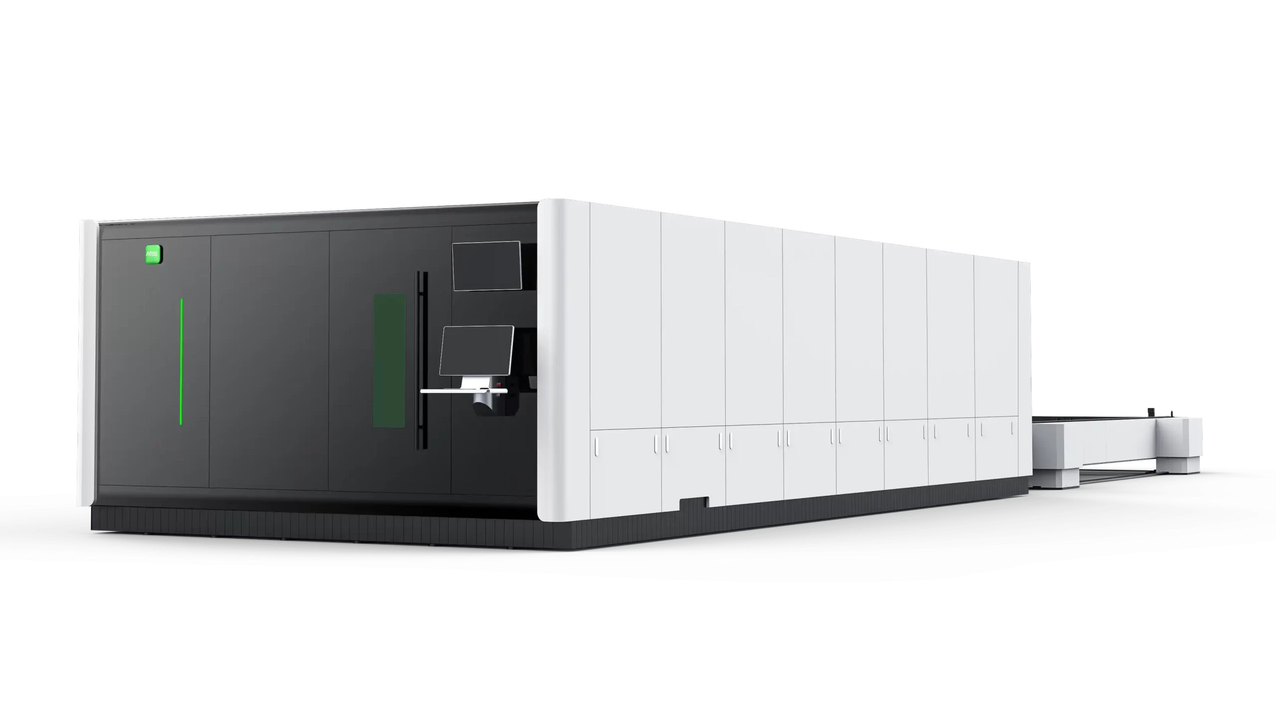 Máquina industrial PB Aore de corte de gran formato con cabezal 3D de 5 ejes procesando una pieza metálica con precisión.